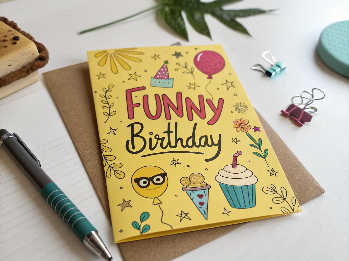 Roligt födelsedagskort med humoristiskt motiv